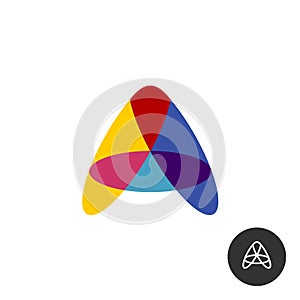 Letter A colorful overlay transparent logo from oval shapes.