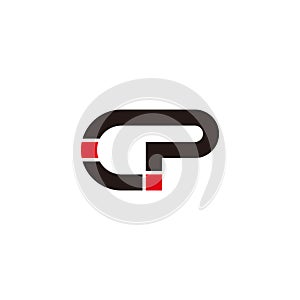 Letter cp geometric infinity line simple logo vector
