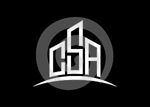 Letter CSA building vector monogram logo design template. Building Shape CSA logo.