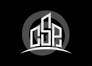 Letter CSP building vector monogram logo design template. Building Shape CSP logo.