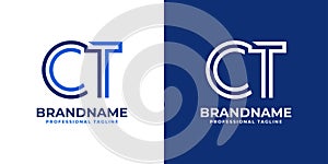 Letter CT Line Monogram Logo, suitable for any business with CT or TC initials