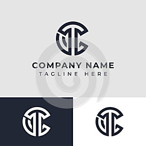 Letter CT or TC Monogram Circle Logo, CT or TC initials