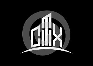 Letter CTX building vector monogram logo design template. Building Shape CTX logo.