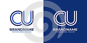 Letter CU Line Monogram Logo, suitable for any business with CU or UC initials