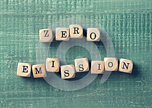 Letter cubes with word zero emission photo