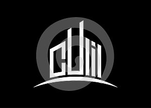 Letter CUI building vector monogram logo design template. Building Shape CUI logo.