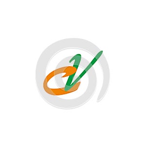 Letter cv simple swoosh arrow colorful logo vector