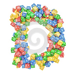 Letter D, from ABC Alphabet Wooden Blocks. 3D rendering