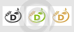 Letter D Agriculture Logo. Agribusiness, Eco-farm Design Template