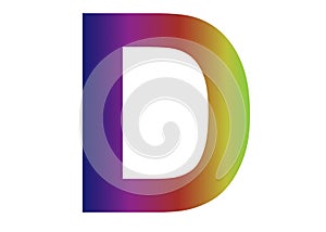 Letter d of the alphabet made with colors of the rainbow