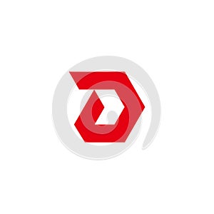 Letter d arrow geometric red logo vector