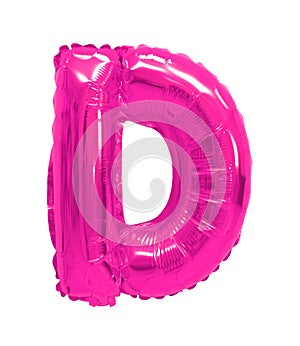 Letter d from a balloon pink