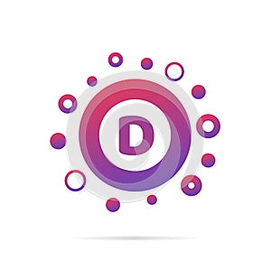 Letter D in circle abstract logo design. Creative symbol design vector illustration isolated on white background