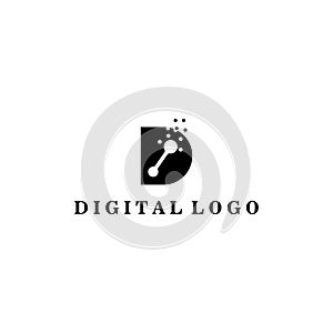 Letter D digital logo illustration circle abstract design template