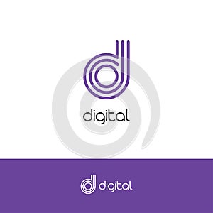 Letter D, elegant logo and monogram for a technologically developing startup, logo concept on a white background for