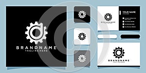 Letter D Gear Logo Design Template with business card design template