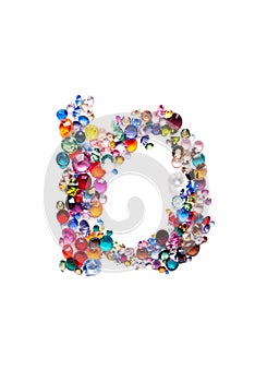 Letter D from glass bright gems