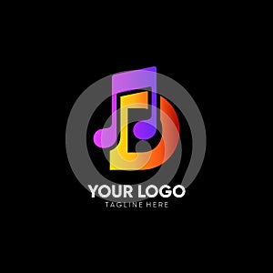 Letter D Initial Music Logo Design Vector Icon Graphic Emblem Illustration