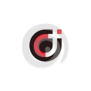 Letter d j simple circle geometric colorful logo vector