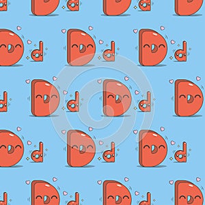Letter D kawaii style pattern