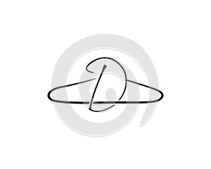 Letter D Laundry Clothes Hanger Line Logo.