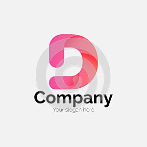 Letter D logo, Pink gradient, D company, Company template, logotype, modern, Symbolic, Typography, Logodesign, Business logo, Lett
