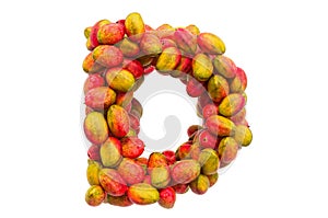 Letter D from mangos, 3D rendering