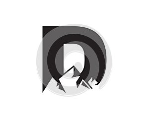 Letter D Mountain Logo. Template Minimalist Alphabet Vector Design