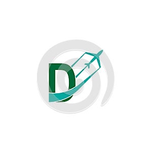 Letter D with plane logo icon design vector