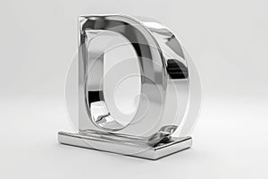 letter d, from polished metal, on white background