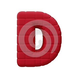 Letter D Red Balloon. Isolated on white background. 3D rendering