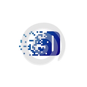 Letter D, Technology Logo With Pixel Symbol