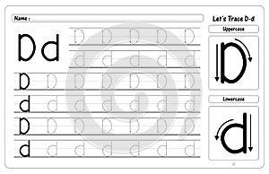 Letter D Tracing and Writing Worksheets