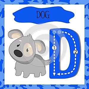 Letter D uppercase cute children