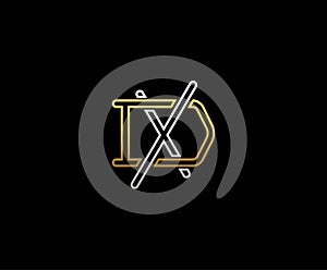 Letter X and D, XD, DX, overlapping interlock logo
