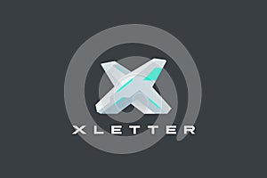 Letter X design Cross vector template Future Hitech Cyberpunk style. 3D Technology Logotype