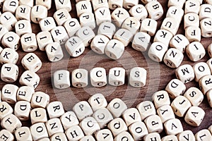 Letter dices word - focus