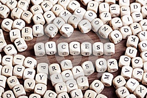 Letter dices word - success