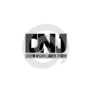 Letter DNJ simple monogram logo icon design.