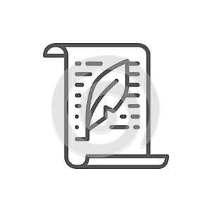 Letter, document, text, copywriting line icon.