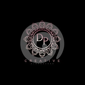 Letter DP Elegant initial logo Lotus vector