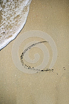 Letter drawn on the sand beach
