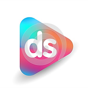 Letter DS logo in triangle shape and colorful background, letter combination logo design for business and company identity