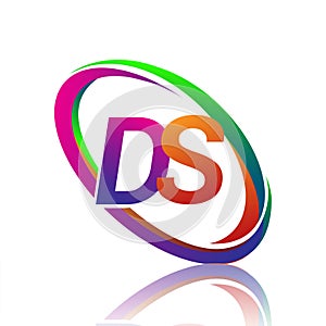 letter DS logotype design for company name colorful swoosh. vector logo for business and company identity