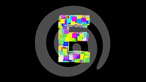 Letter E. 3D Bright colored uppercase large letter of the alphabet E on an empty black background isolate. Color font