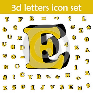 Letter e, alphabet, 3d icon. 3D words, letters icons universal set for web and mobile