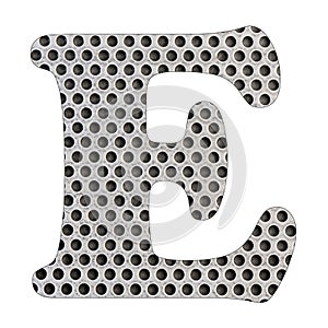 Letter E of the alphabet - Stainless steel punched metal sheet