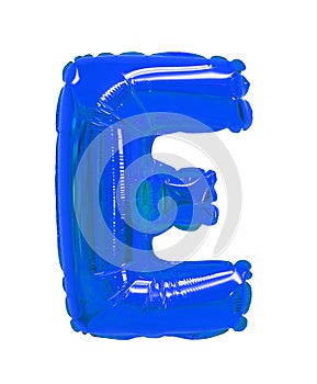 Letter e from a balloon blue