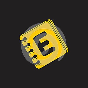 Letter e book shape logo vector