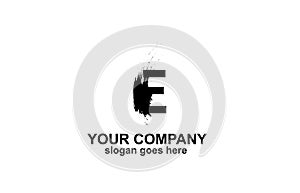 Letter E Brush Logo Design Concept